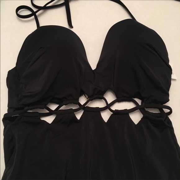 Shade & Shore Black One Piece Swimsuit Sz 38B - Picture 4 of 9